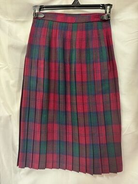 Scottish Clanwear Tartan Red Plaid Kilt Pleated Made in Scotland UK 12 US 10